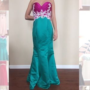 Purple and Green Mermaid Gown